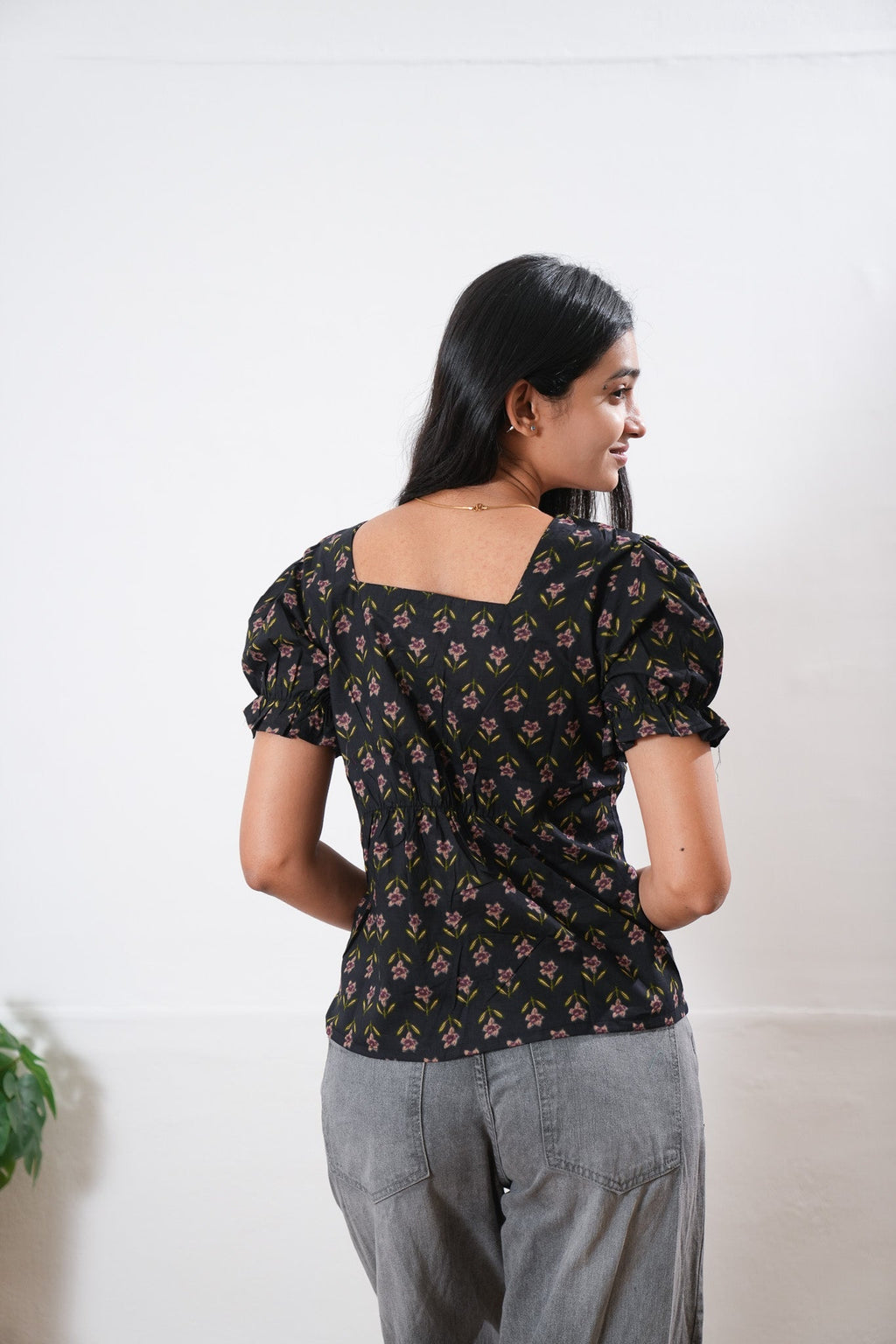 Black button down cotton top