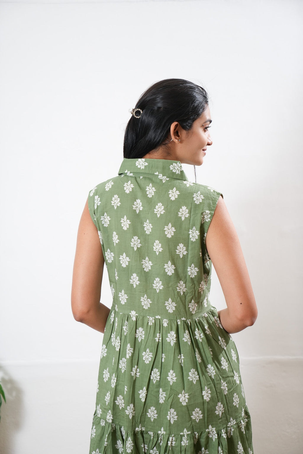Moss cotton button down shirt midi dress