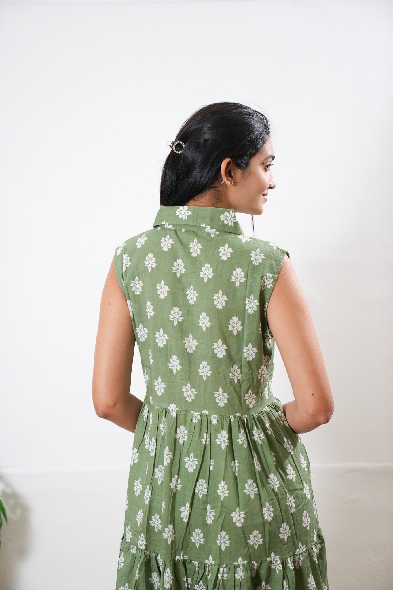 Moss cotton button down shirt midi dress