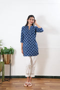 Pintex cotton short kurti - Royal blue