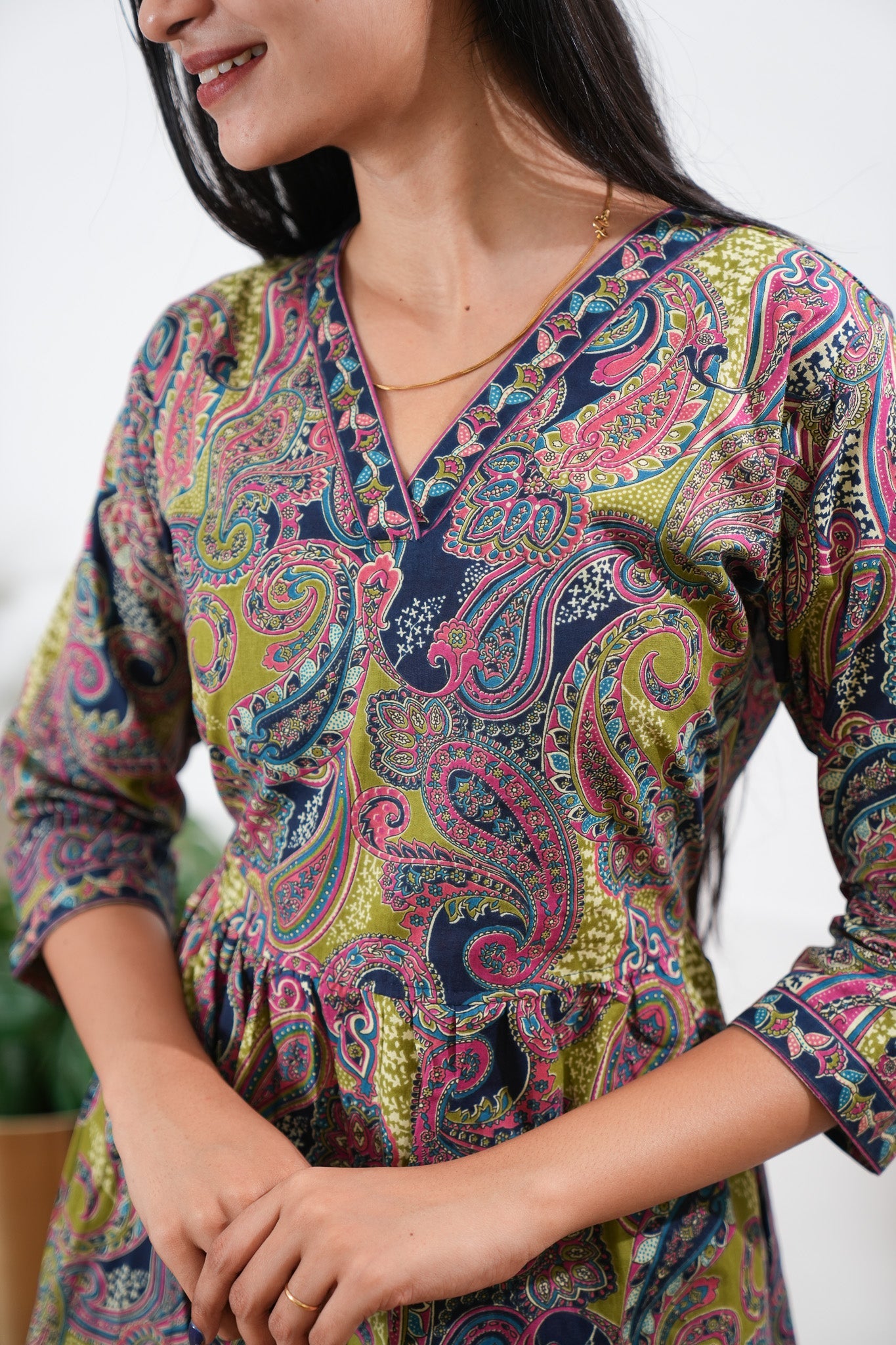 Multicoloured v neck cotton co-ords set