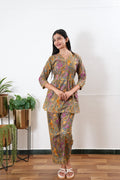 Mustard v neck cotton co-ords set