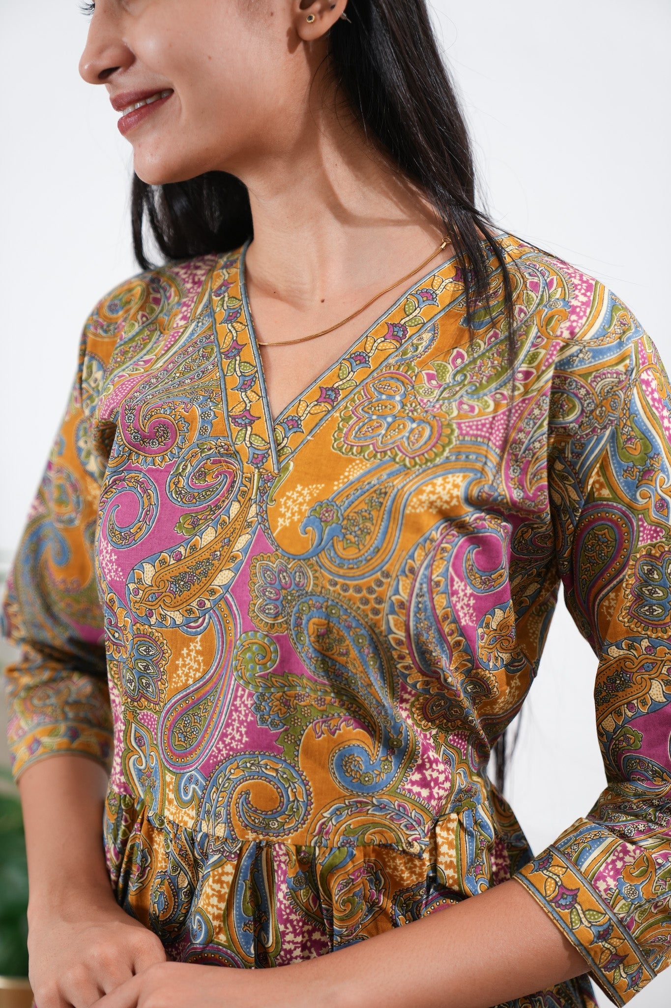 Mustard v neck cotton co-ords set