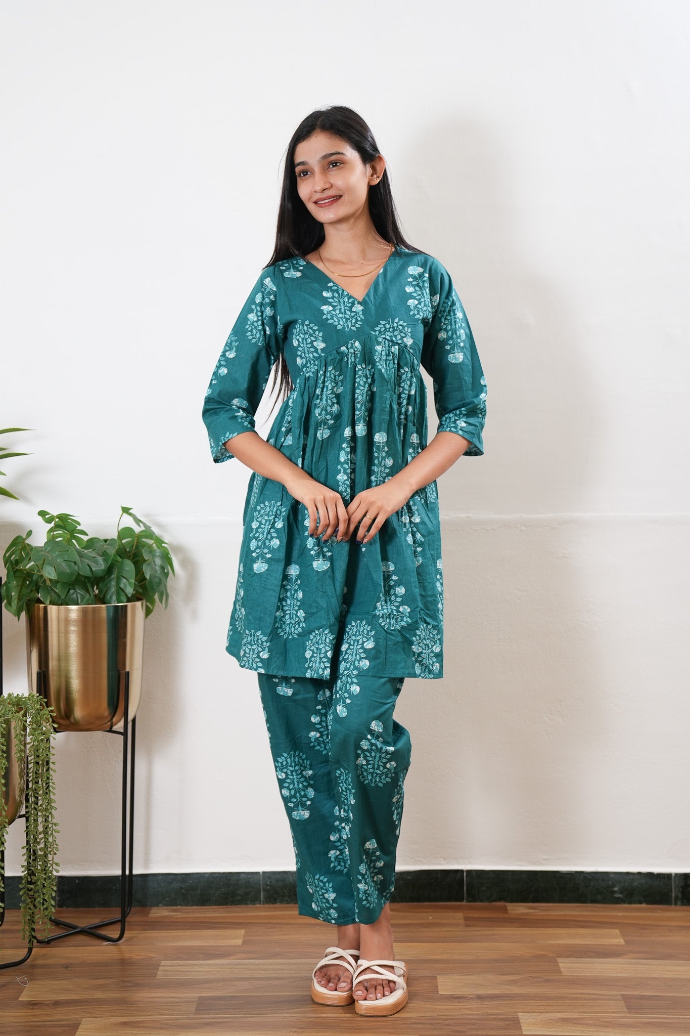 Turquoise cotton maternity nursing Comfies