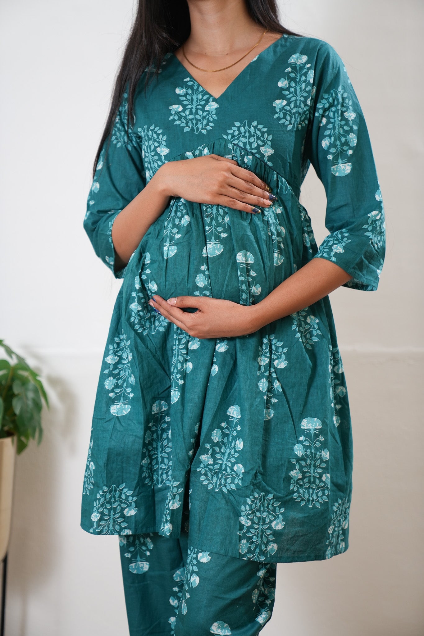 Turquoise cotton maternity nursing Comfies