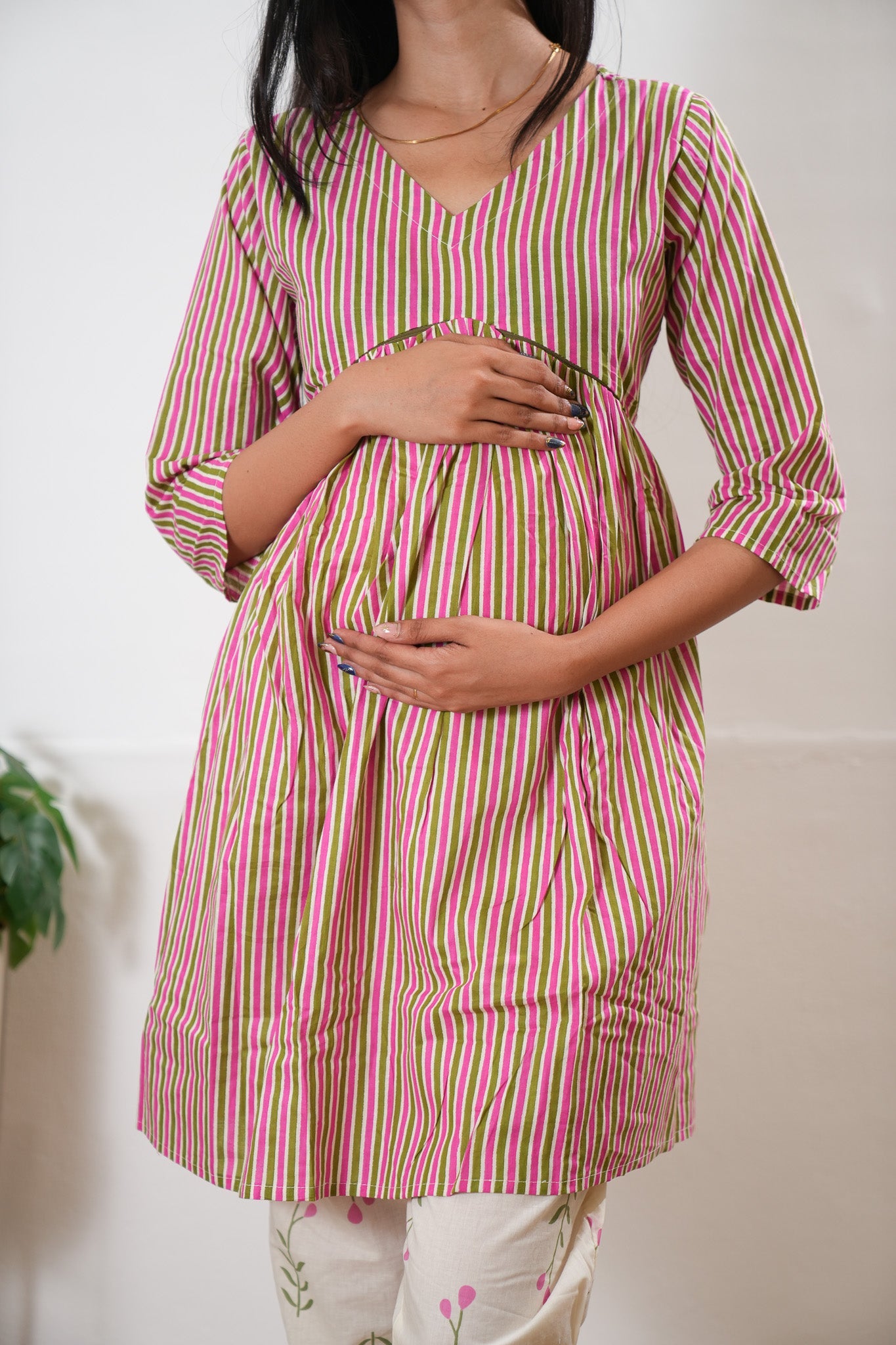 Pink stripes cotton maternity nursing Comfies