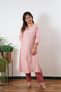 Red and white stripes cotton co-ord set