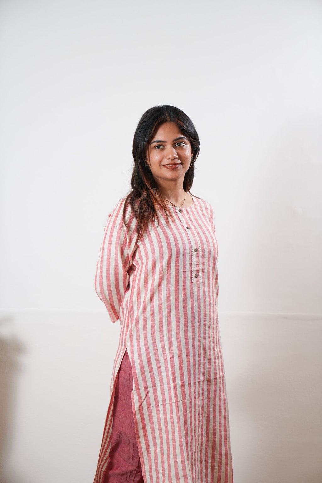 Red and white stripes cotton co-ord set