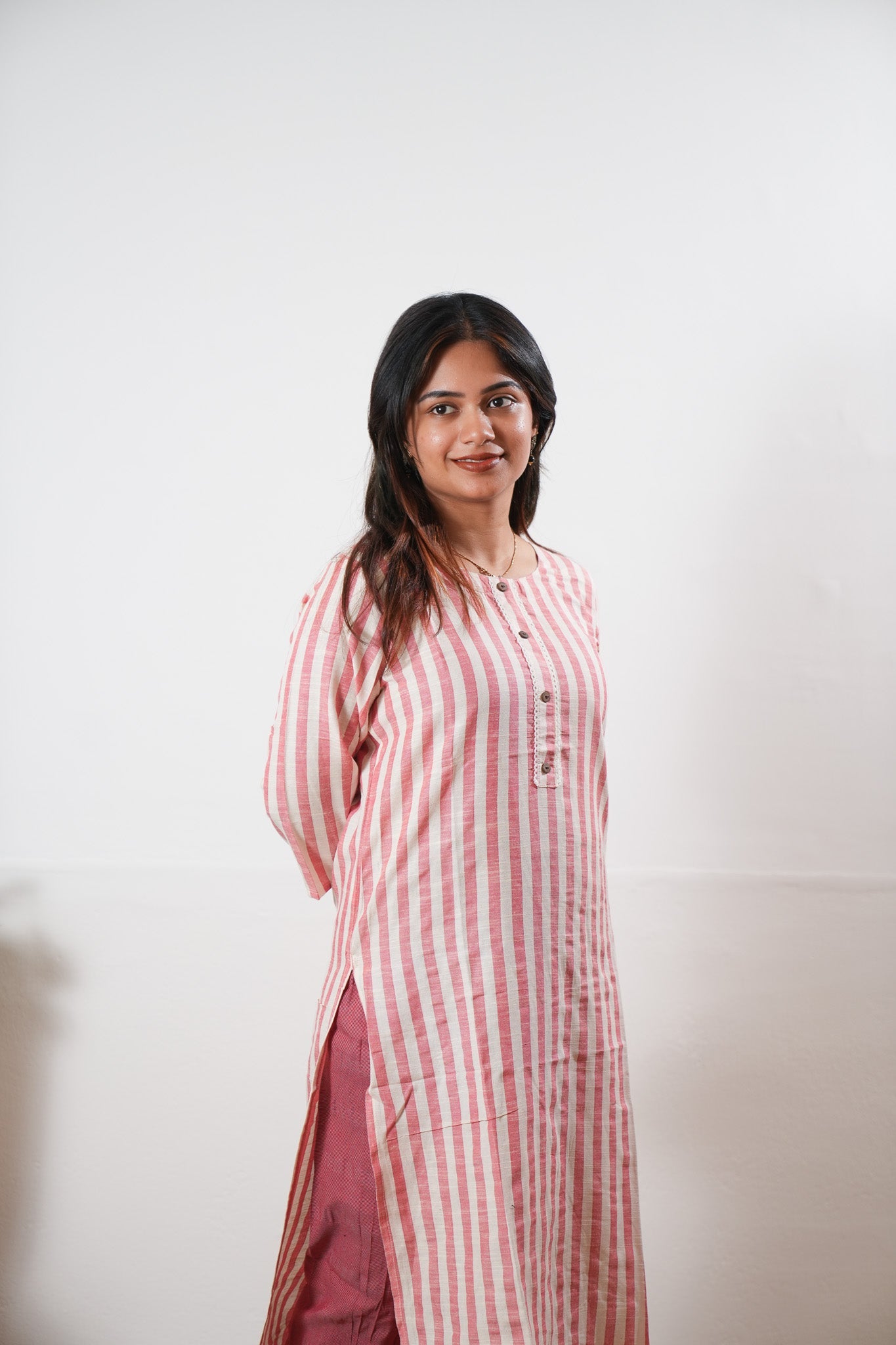 Red and white stripes cotton co-ord set