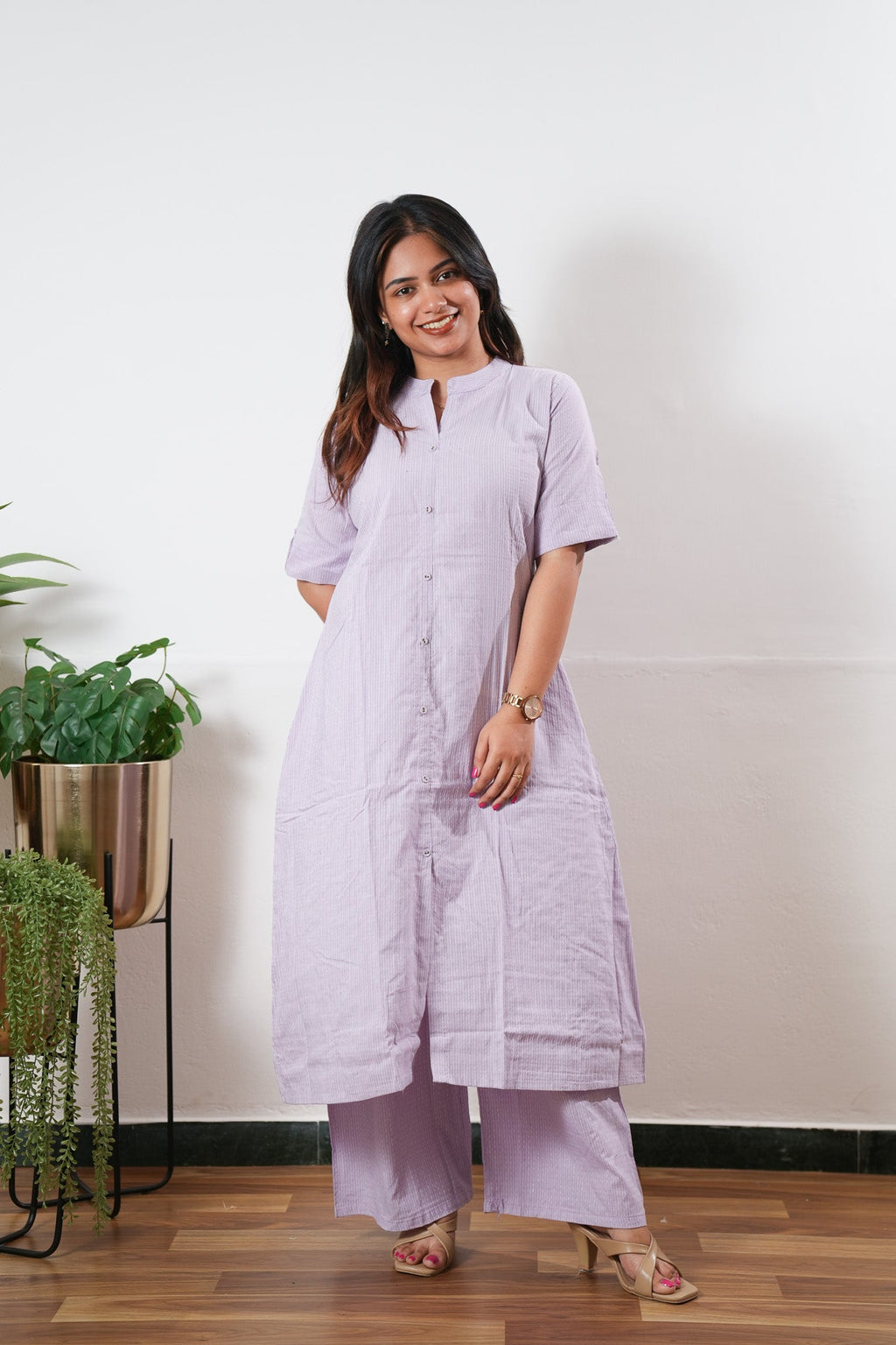 Lavender stripes cotton co-ord set