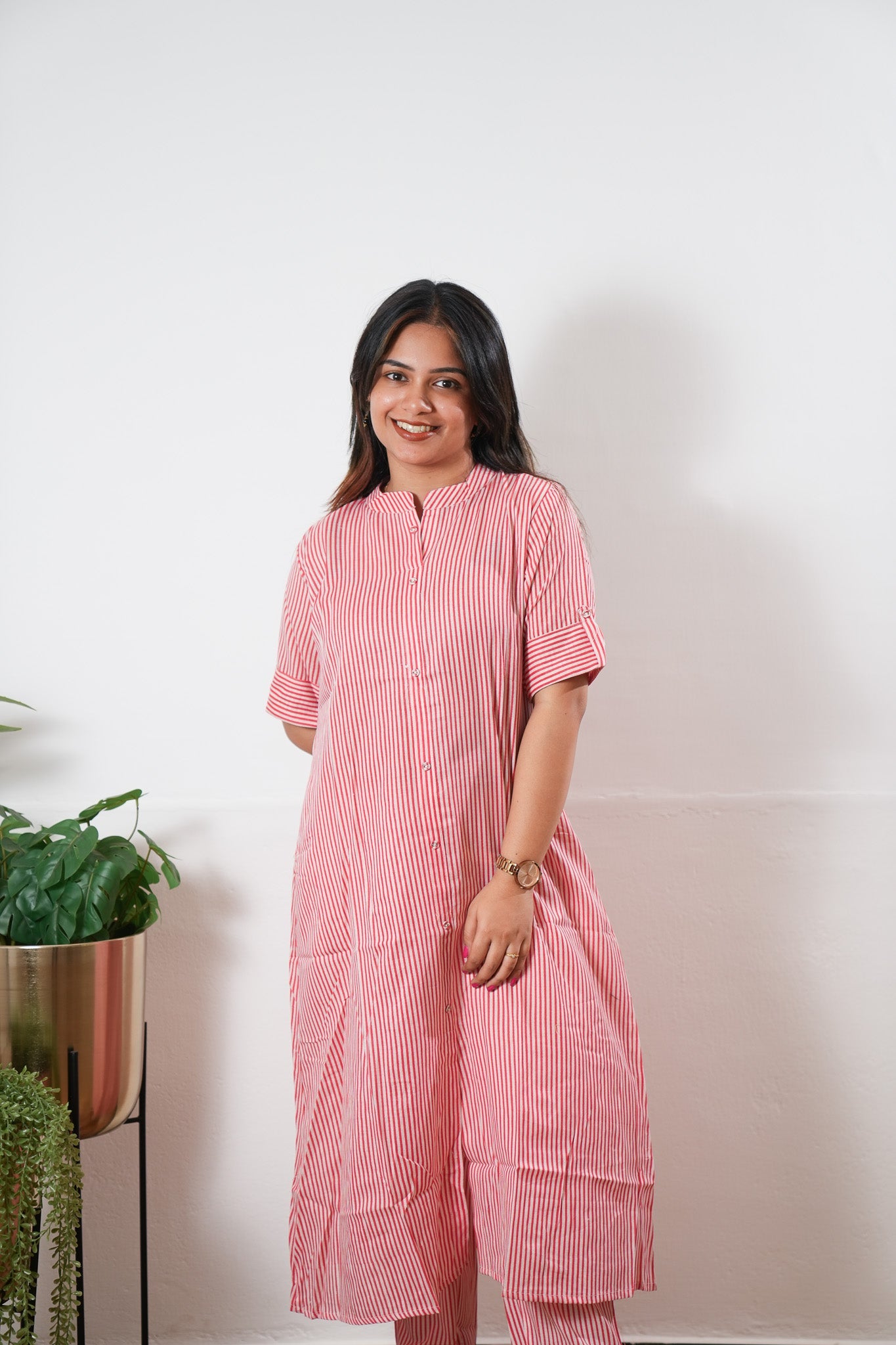 Red stripes cotton co-ord set