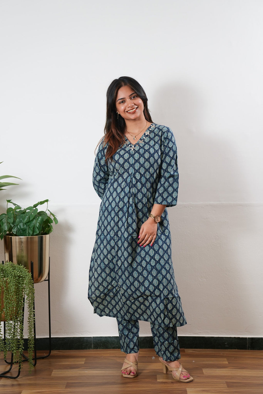 Indigo and blue cotton co-ords set