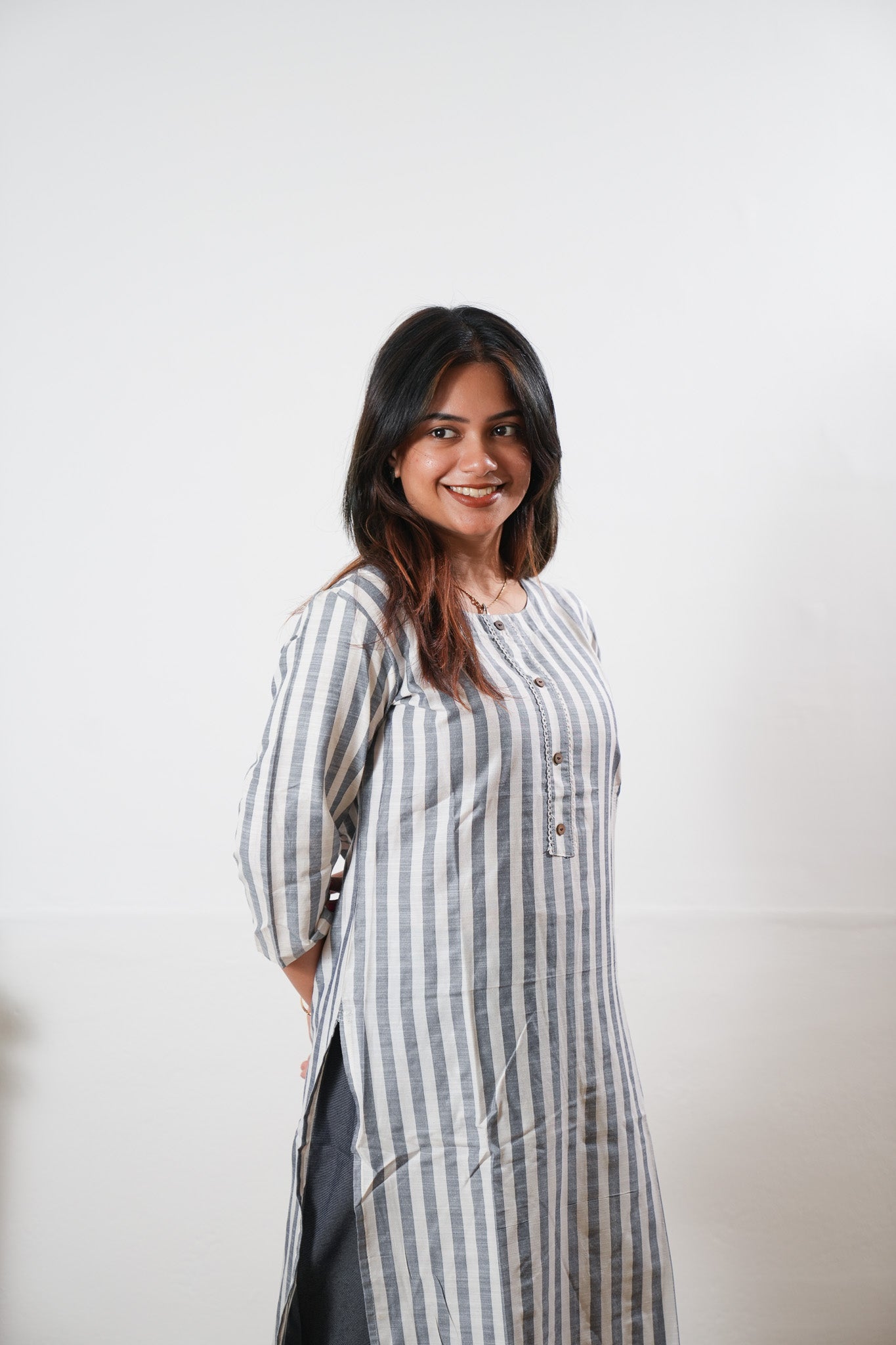 Grey stripes cotton co-ord set