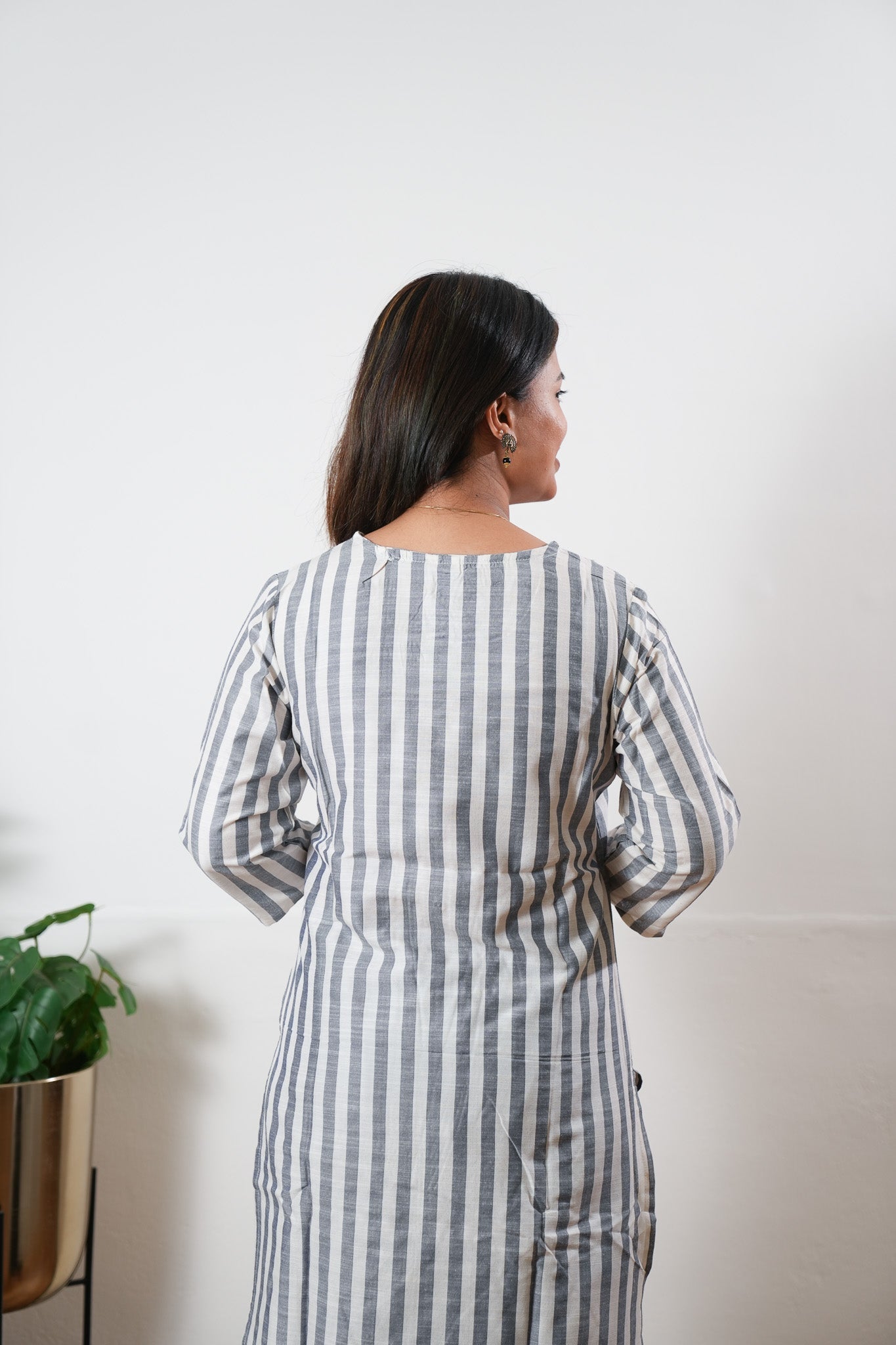 Grey stripes cotton co-ord set