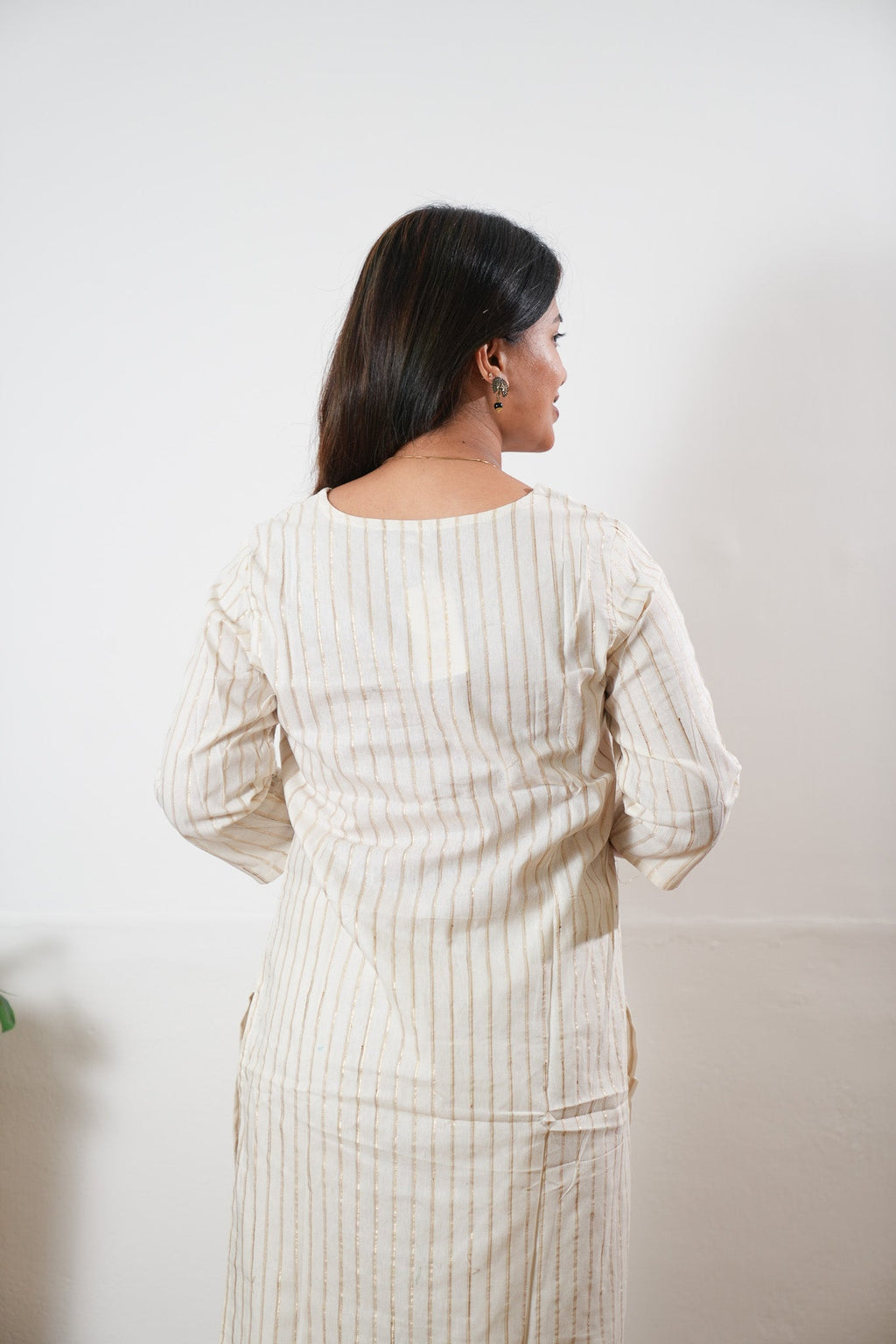 Beige stripes cotton co-ords set