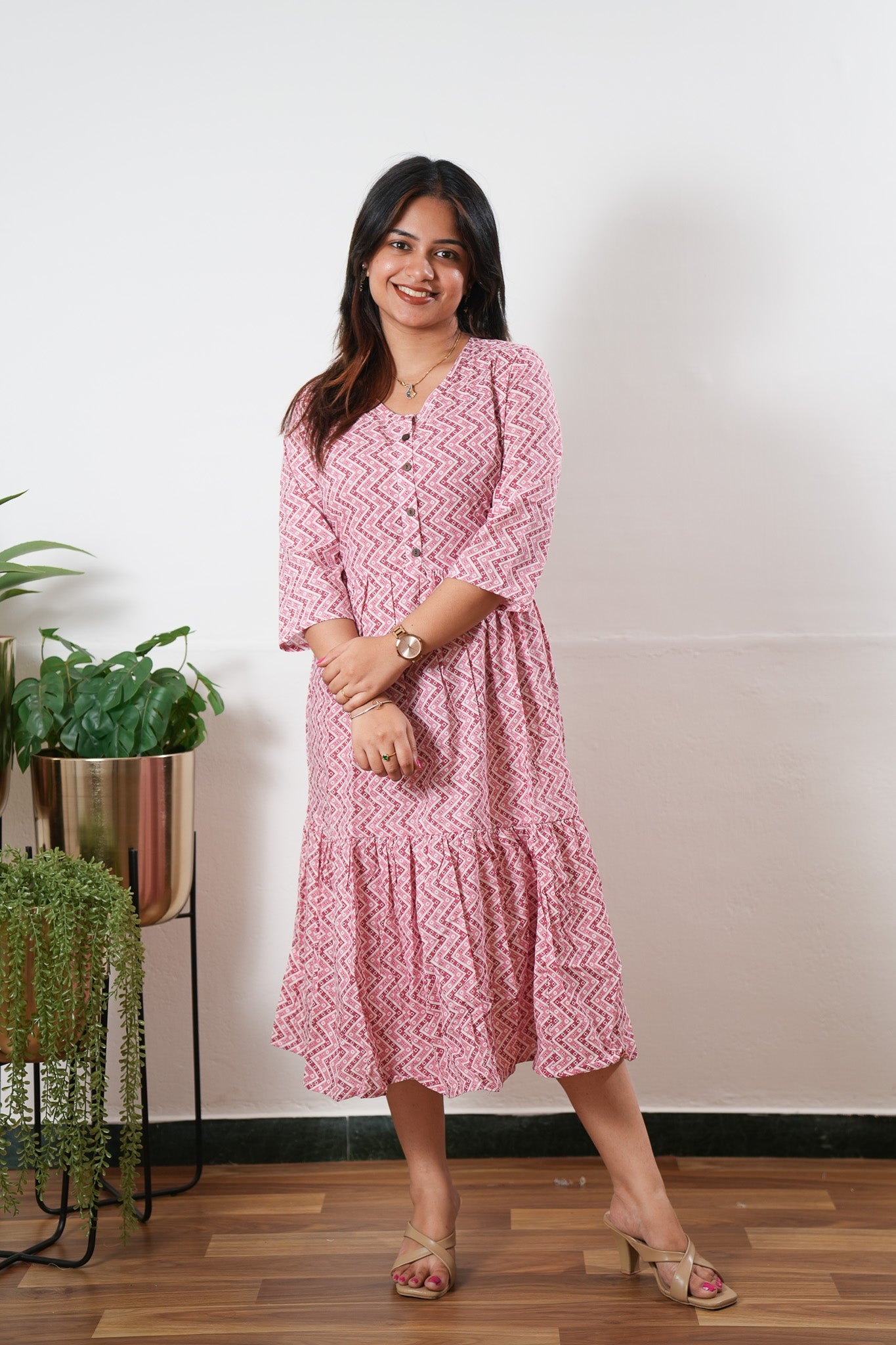 Zig zag cotton dress