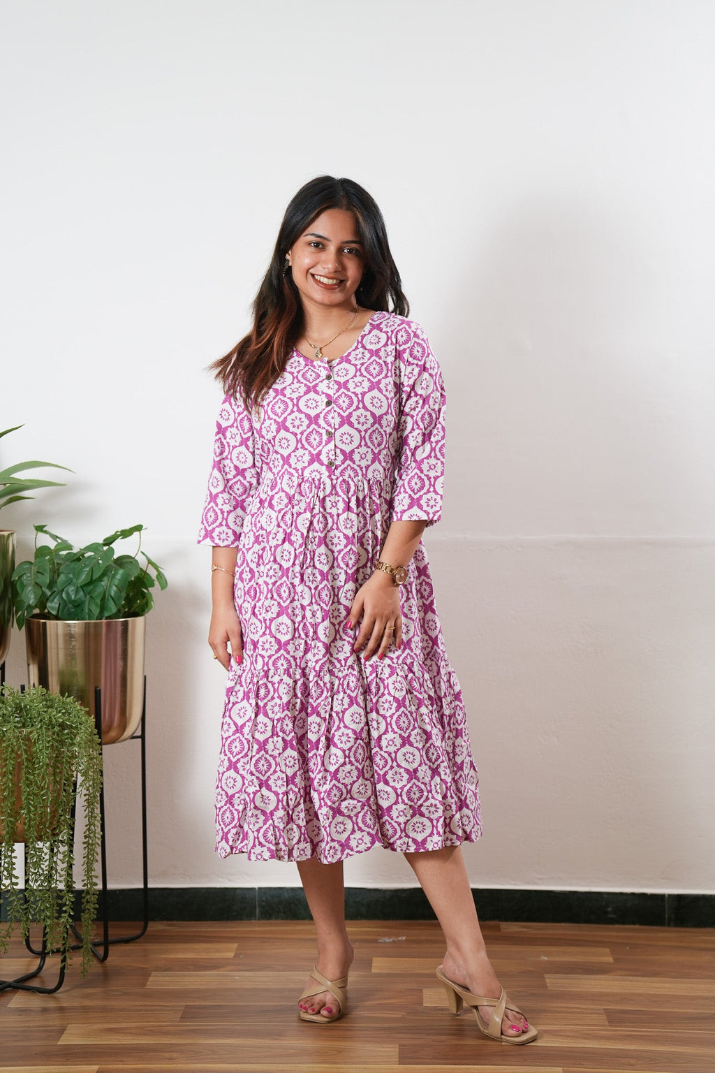 Magenta cotton dress