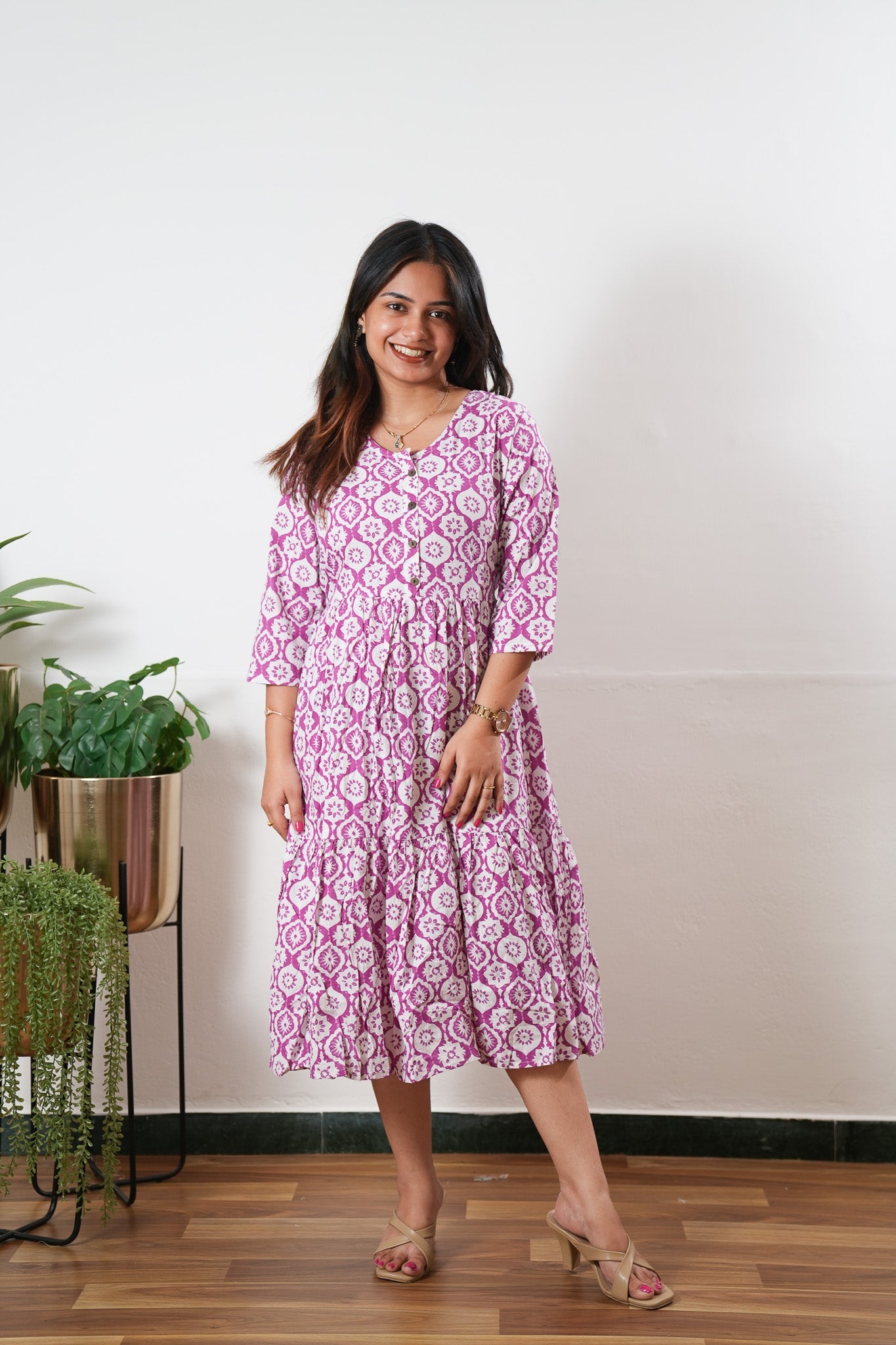 Magenta cotton dress