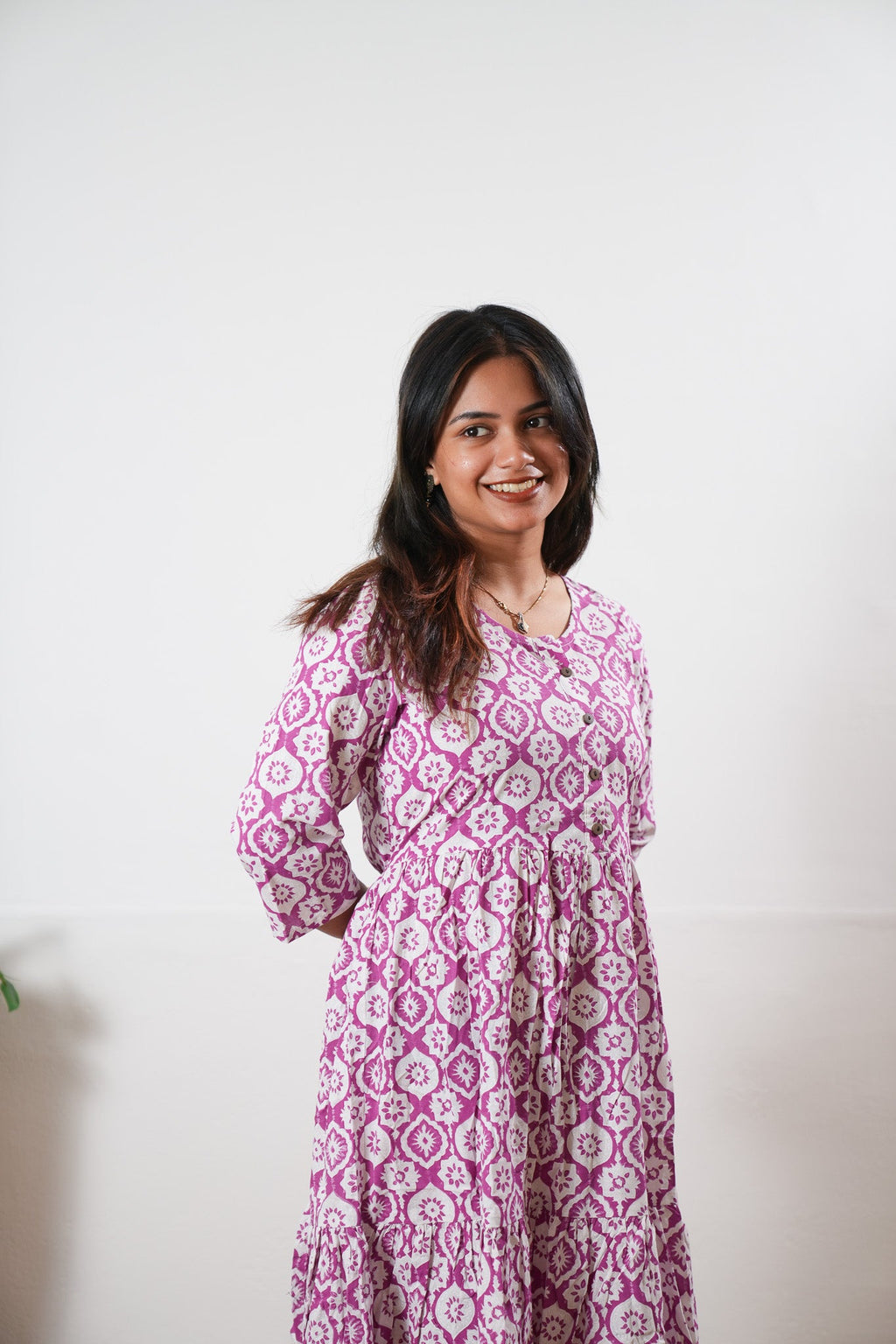 Magenta cotton dress