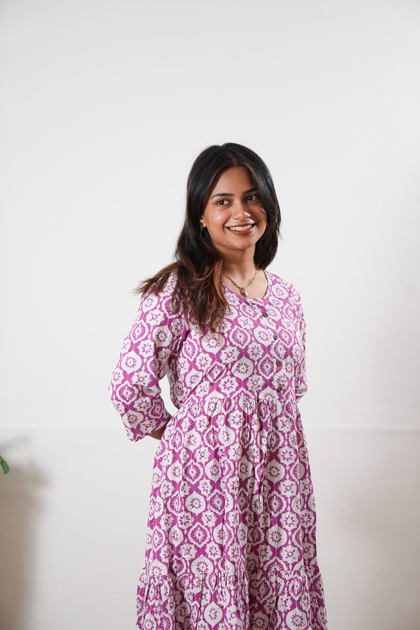 Magenta cotton dress