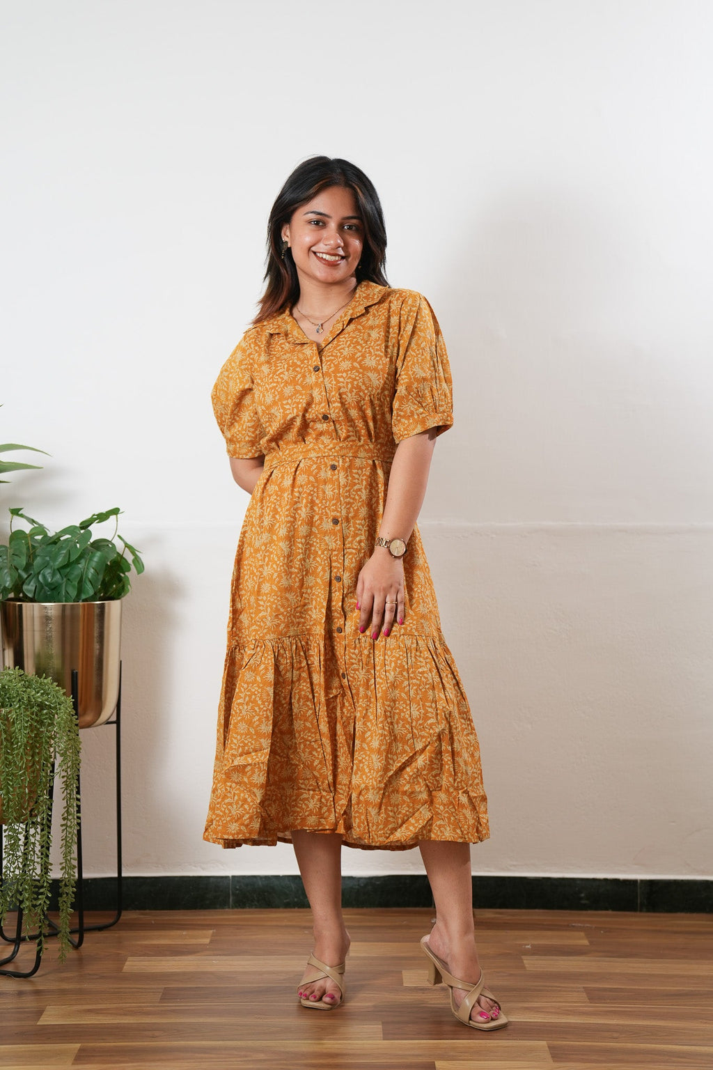 Mustard cotton dress