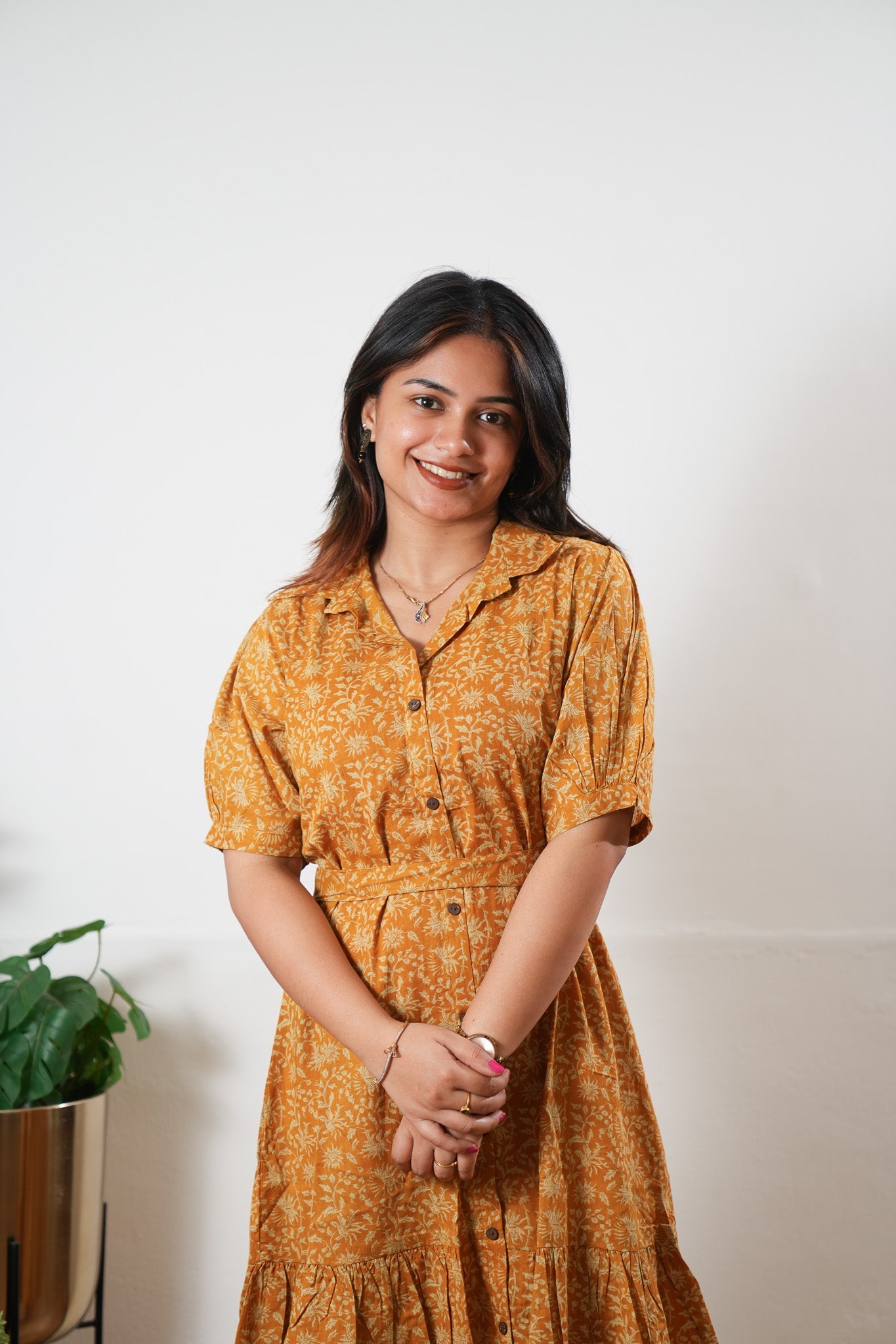 Mustard cotton dress