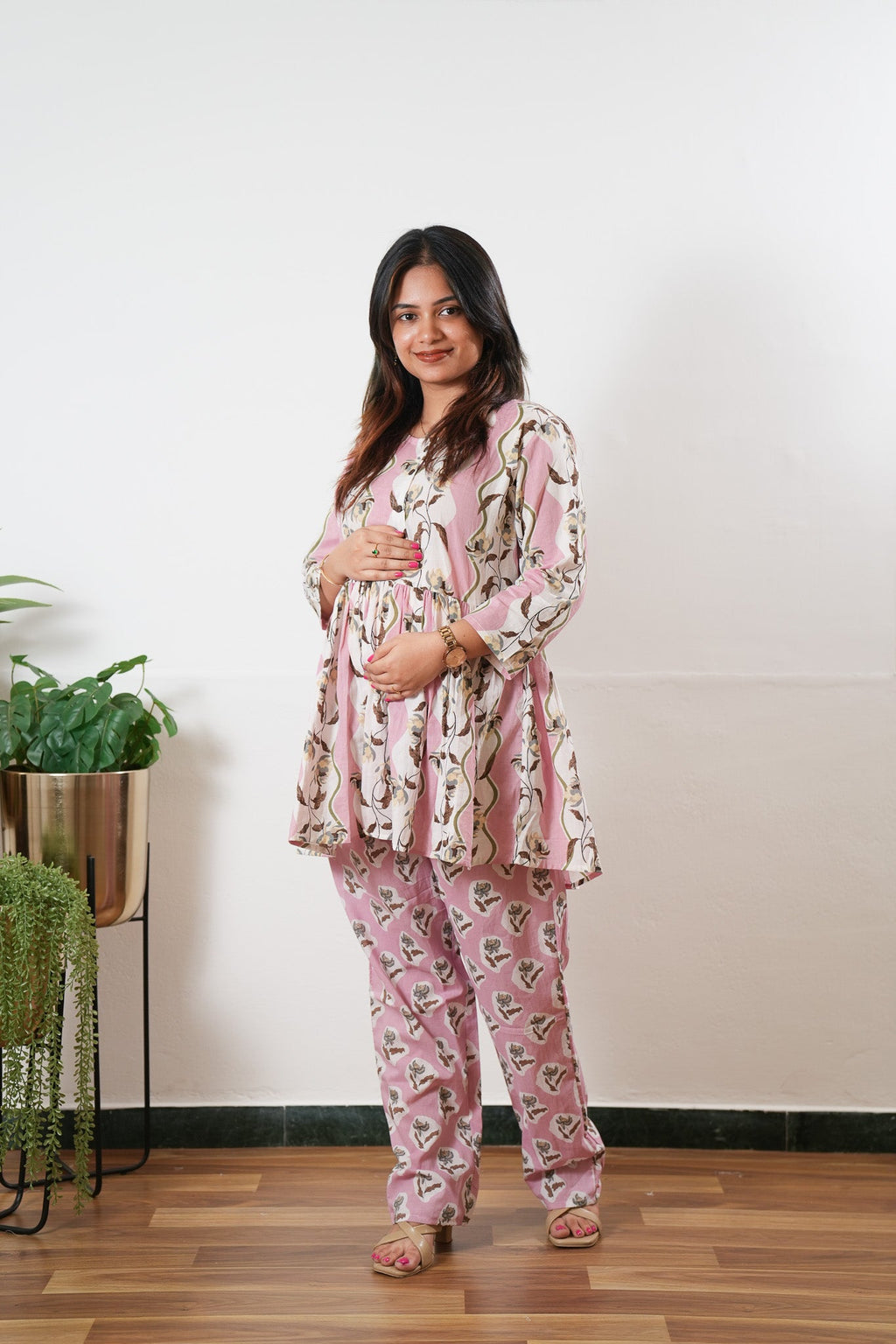 Pink peplum button down comfies