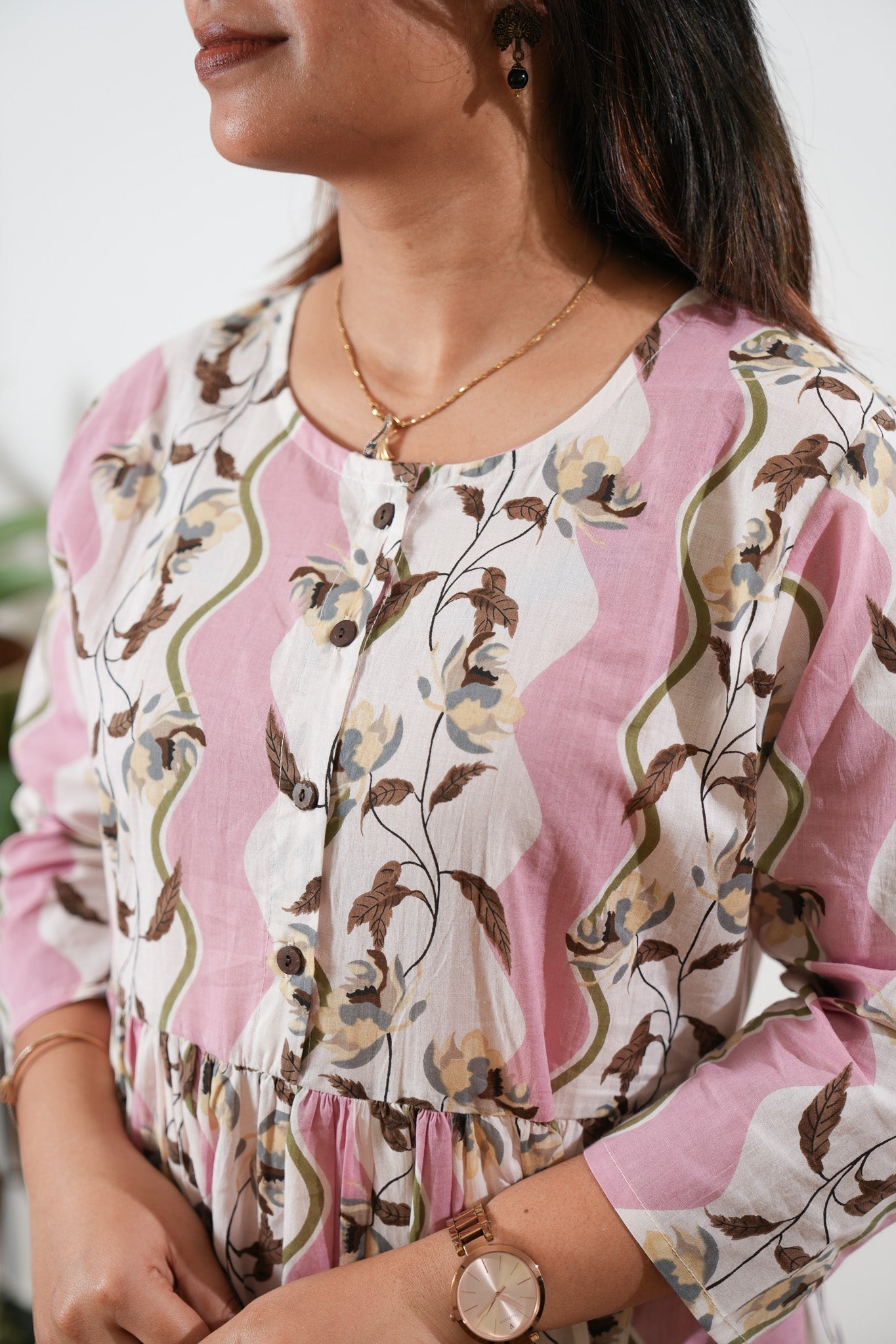 Pink peplum button down comfies