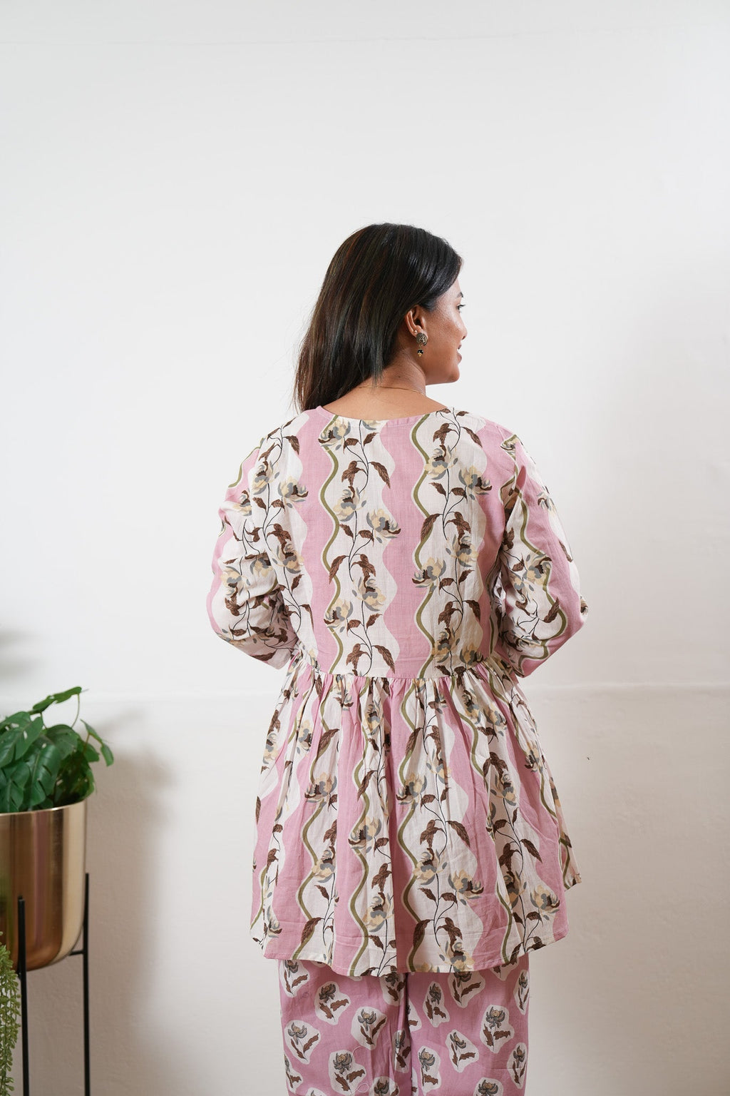 Pink peplum button down comfies