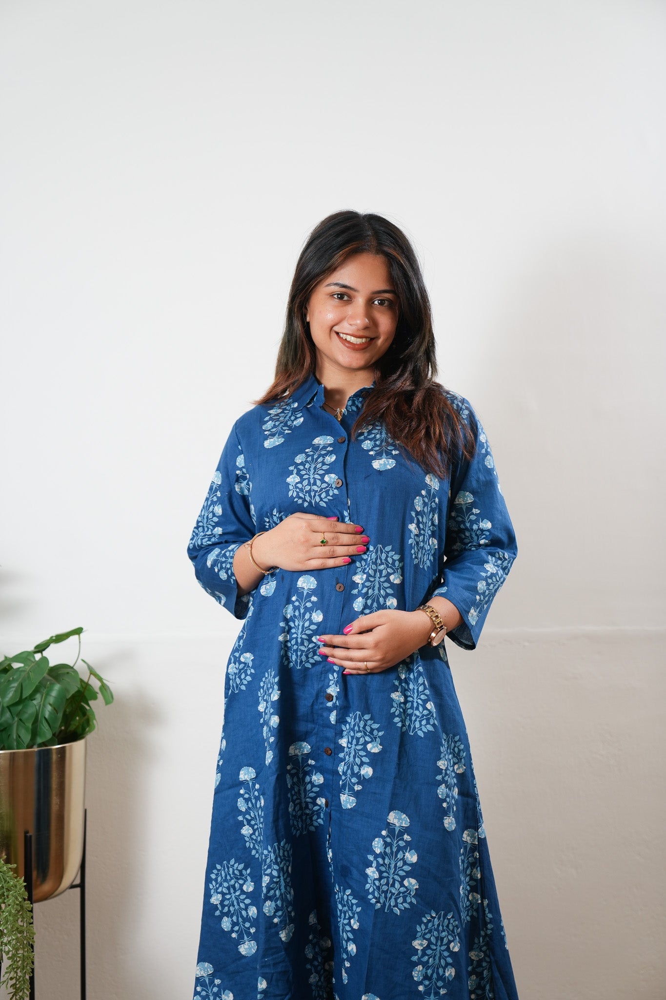 Royal blue button down shirt co-ords set