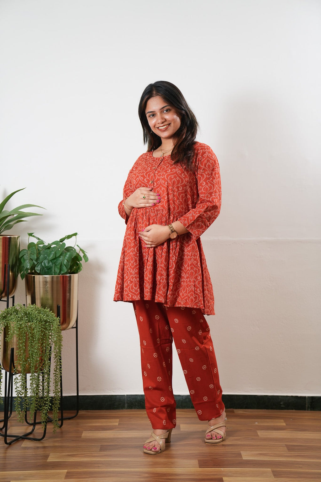 Rust orange peplum button down comfies