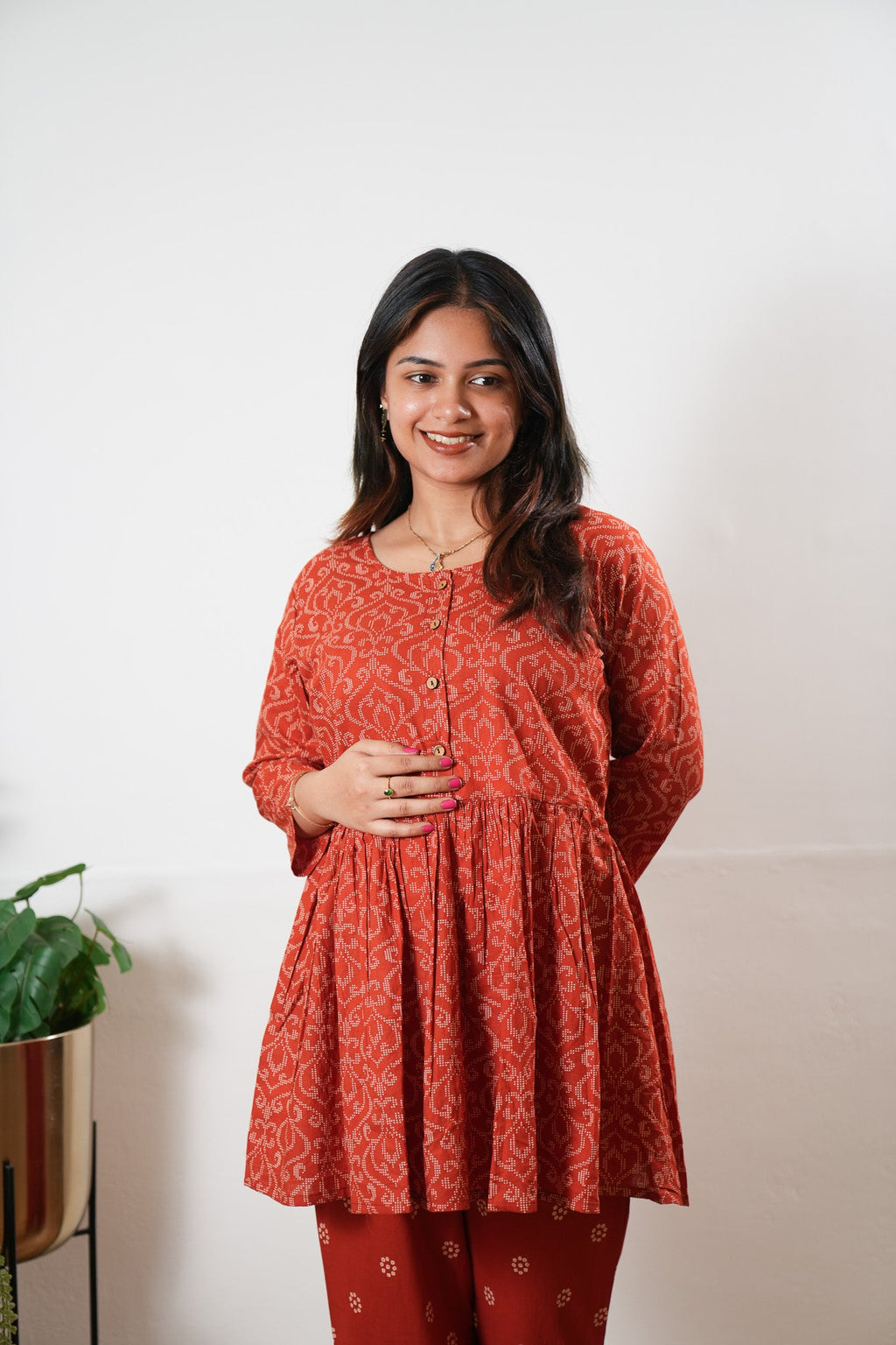Rust orange peplum button down comfies