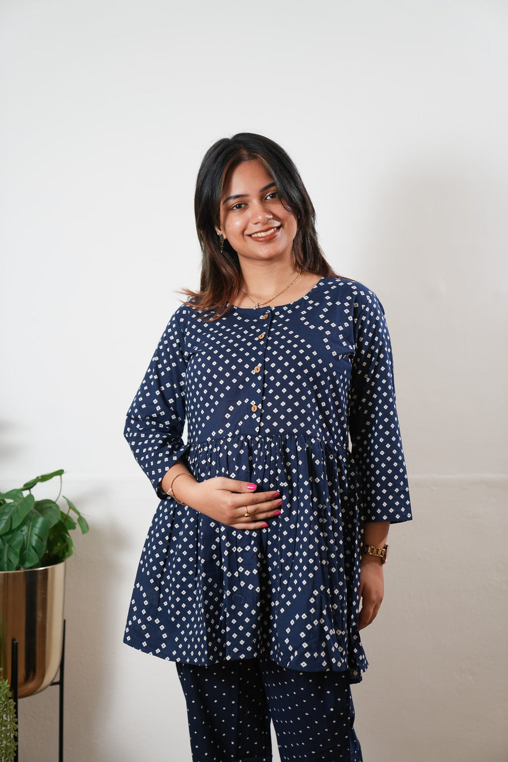 Navy peplum button down comfies