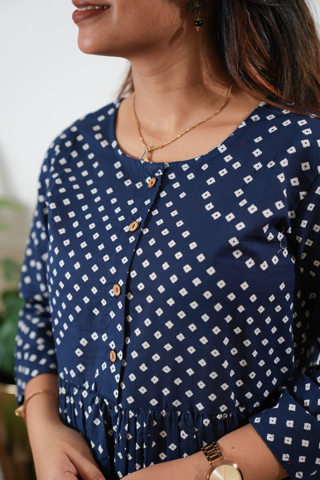 Navy peplum button down comfies