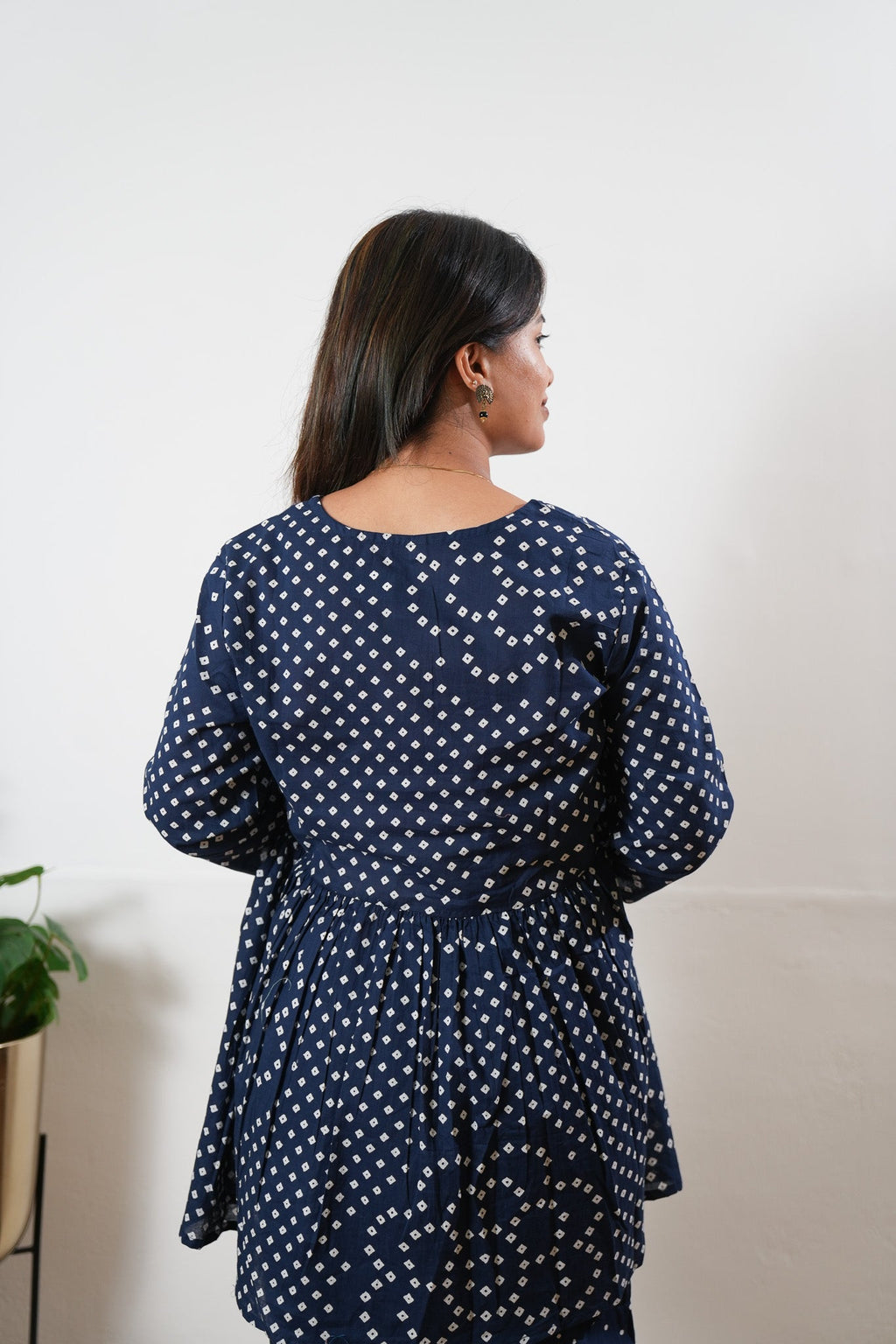 Navy peplum button down comfies