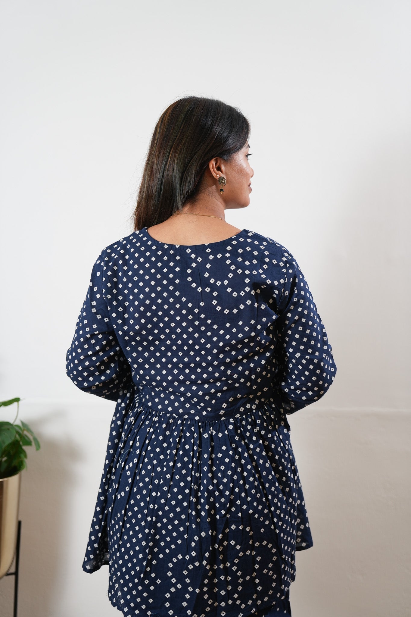 Navy peplum button down comfies