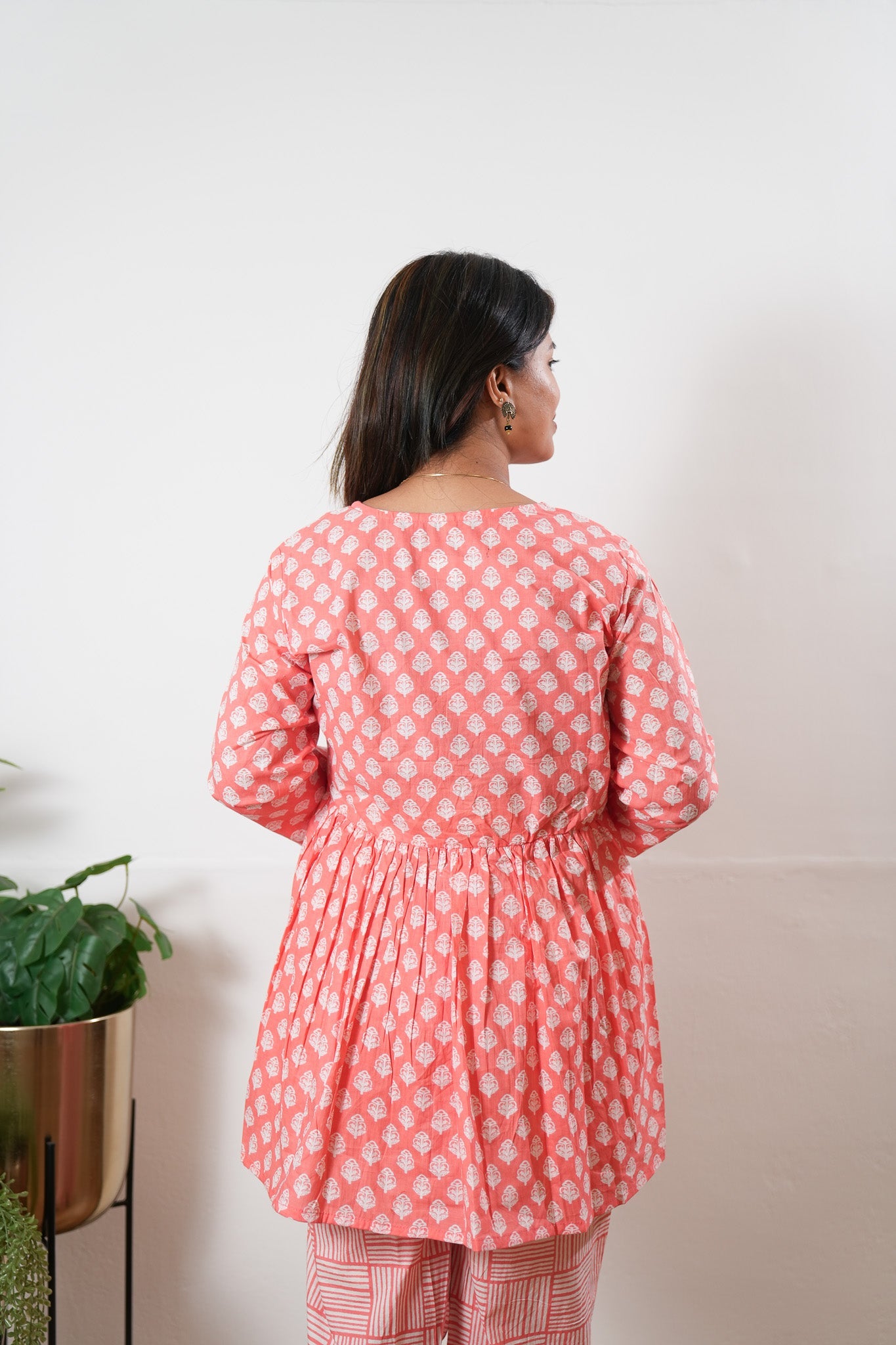 Peach peplum button down comfies