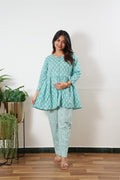 Baby blue button down peplum cotton comfies