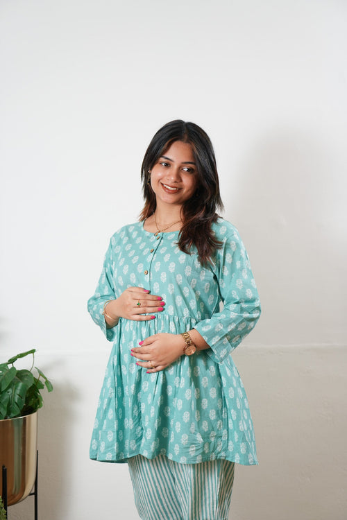 Baby blue button down peplum cotton comfies