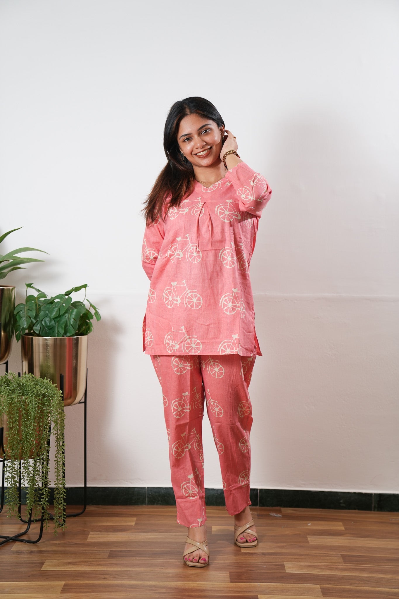 Peachy pink cotton lounge sleep wear