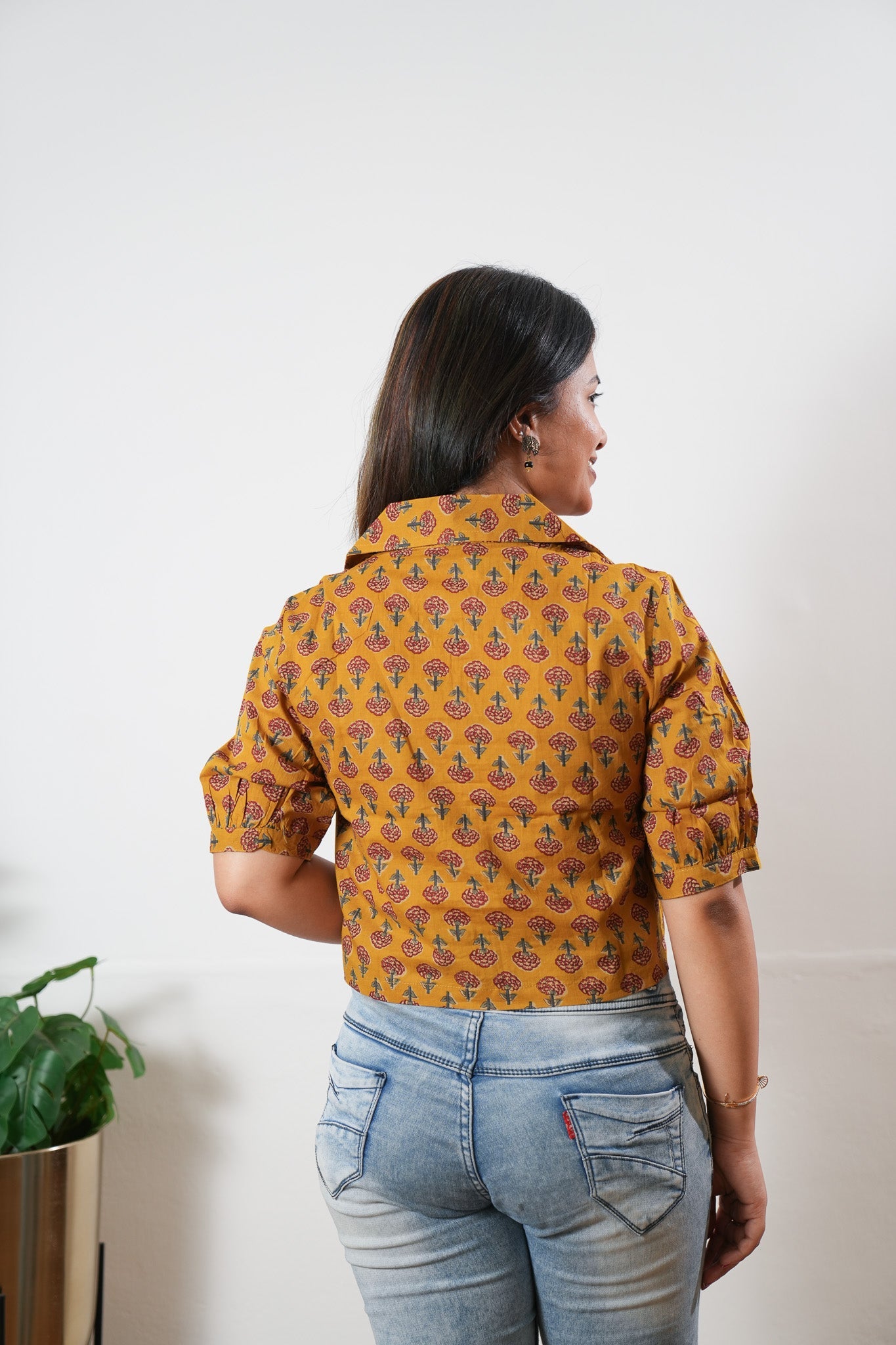 Mustard butta button down cotton top