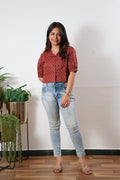 Red butta button down cotton top