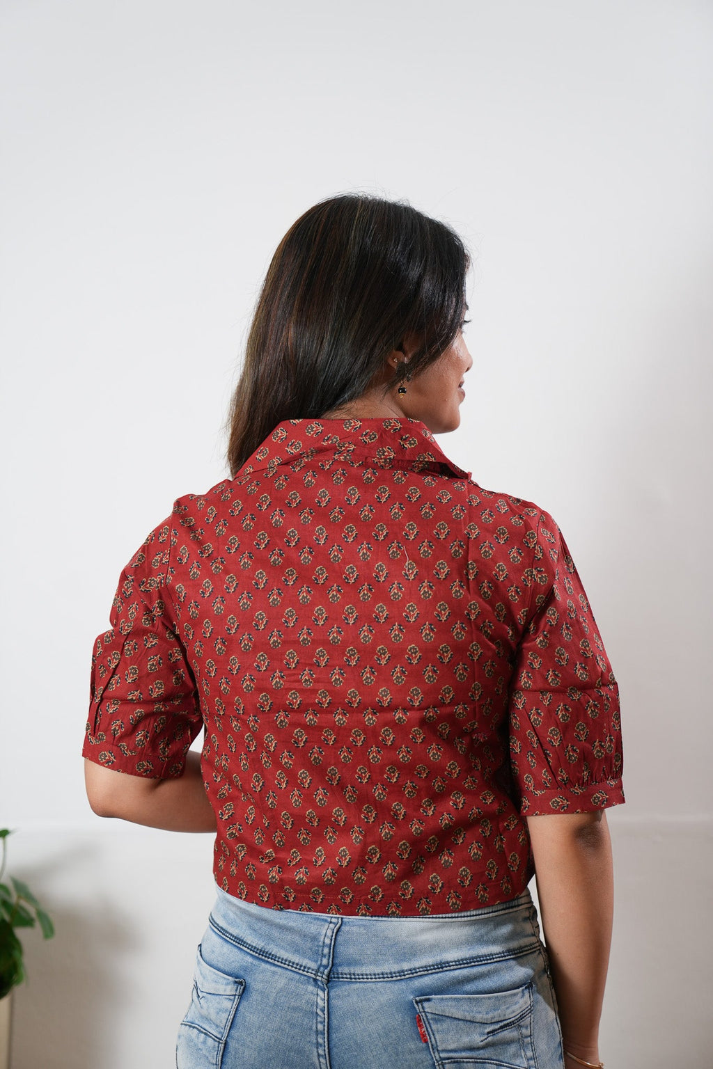 Red butta button down cotton top