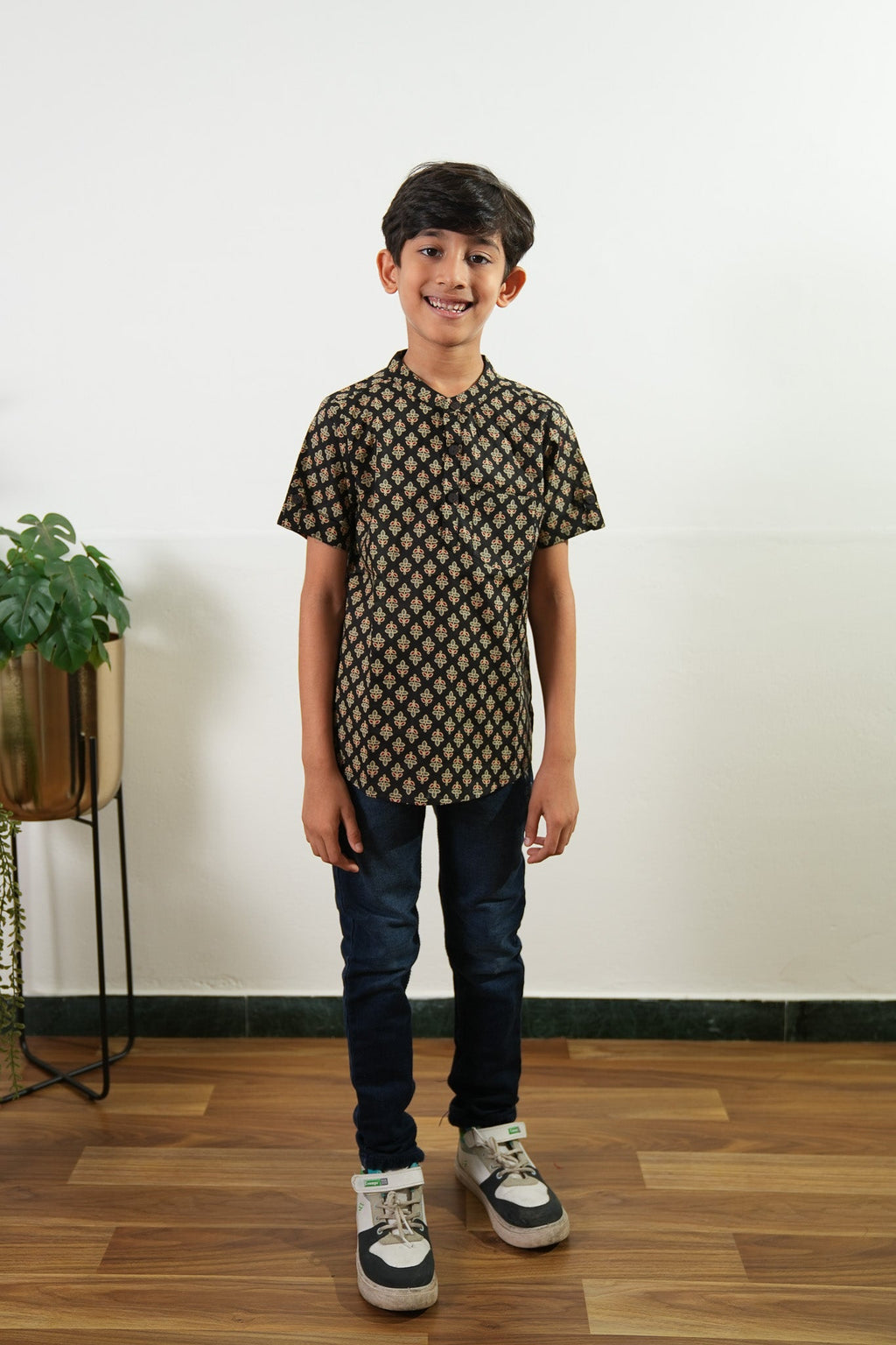 Black ajrakh cotton kurta