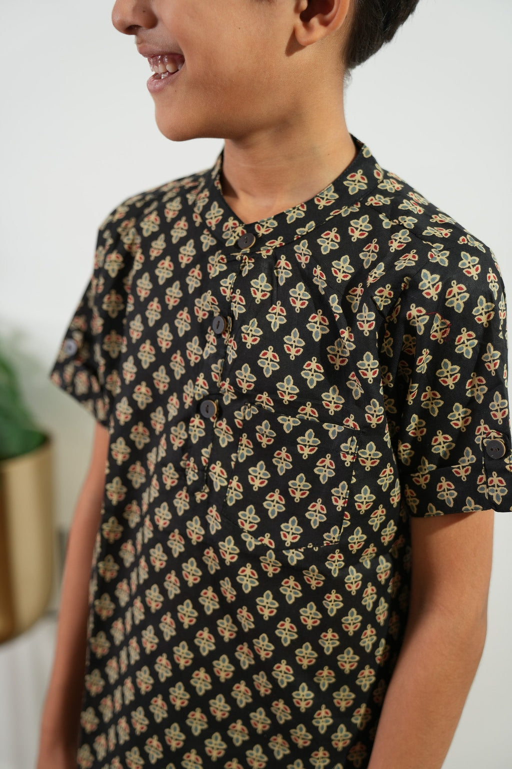 Black ajrakh cotton kurta