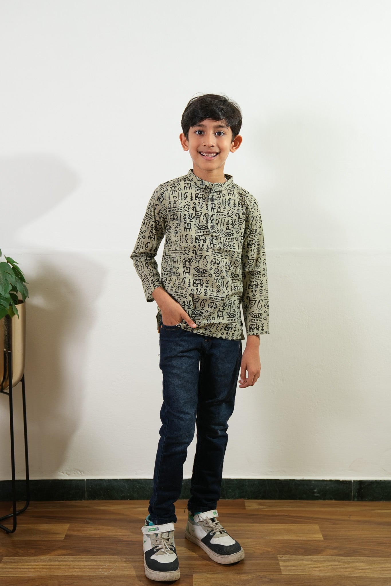 Beige cotton kurta