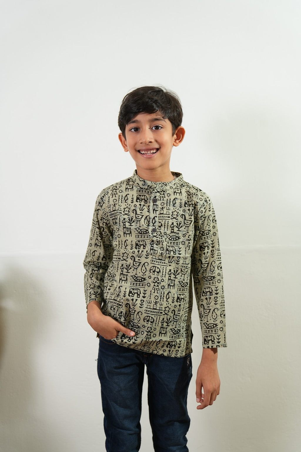 Beige cotton kurta