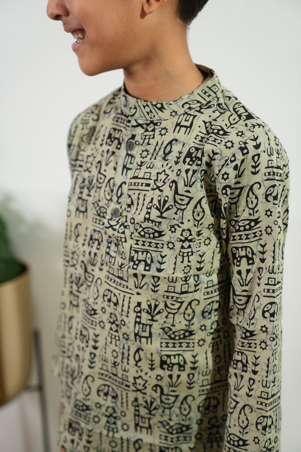 Beige cotton kurta
