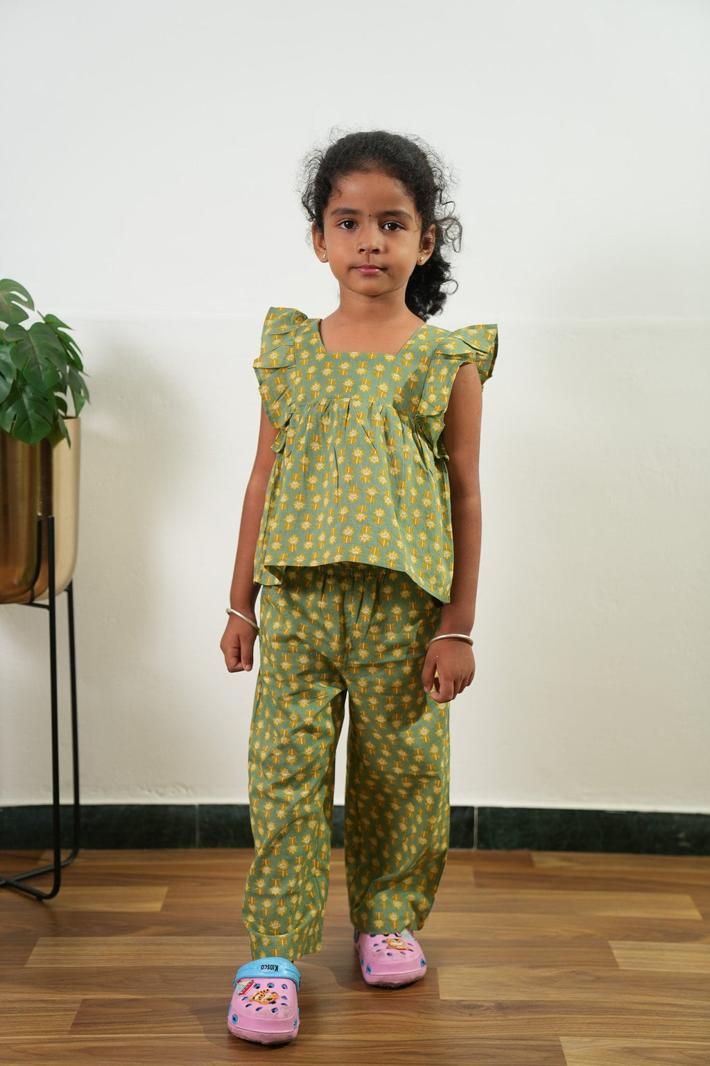 Pista green cotton co-ords set
