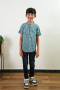 Blue paisley cotton kurta